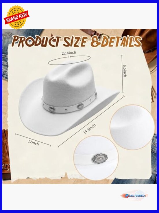 Western Cowboy Set - Hat & Metal Chain Belt main image 2